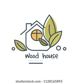 Wood house logo design, eco friendly house concept vector Illustration on a white background