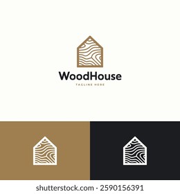 Wood house logo design template