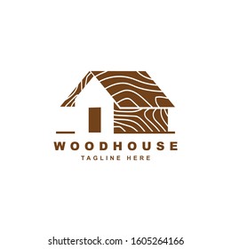 Wood House Logo Design Vector Template.