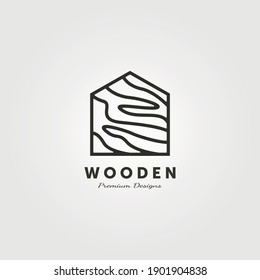 wood house logo line art vector minimalist illustration design