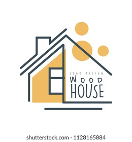 Wood house logo template design, eco friendly house concept vector Illustration on a white background