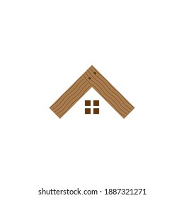 Wood house logo vector flat design