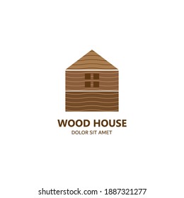 Wood house logo vector flat design