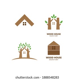 Wood house logo vector flat design