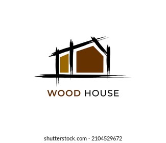 Wood house logo vector icon illustration