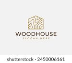 wood house logo vector illustration, woodwork home carpentry logo template