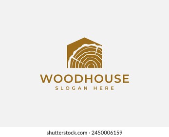 wood house logo vector illustration, woodwork home carpentry logo template