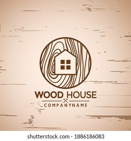 Wood House logo vector, Wooden logo design, Woodworking logo, Logo Designs Vector Illustration Template