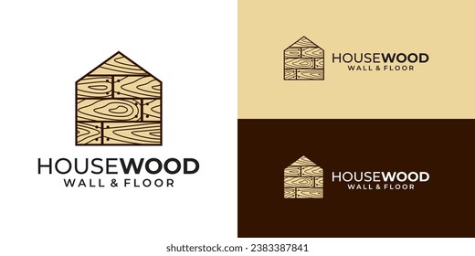 Wood house parquet floor wall logo vector template