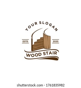 Wood House Stairs Logo Vector