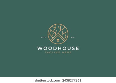 Wood House Tree Branch Natural Concept Business Property Residential Village Logo