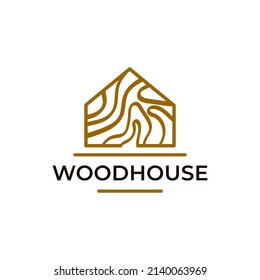 Diseño del logotipo vectorial de la casa de madera