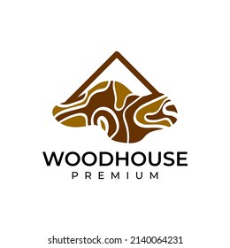 Diseño del logotipo vectorial de la casa de madera