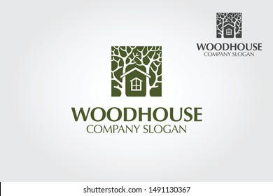 Wood House Vector Logo Template. Is an illustrative cartoon logo for Environmental care related business.  Smart, ecologys, simple and unique concept. This logo design for property, construction, etc.
