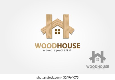Wood House Vector Logo Template. Vector logo design template of wood house. It's a modern, simple and clean logo design, wood specialist.