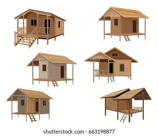 wood hut vector design