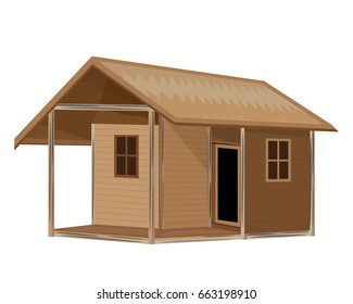 wood hut vector design