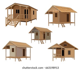 wood hut vector design