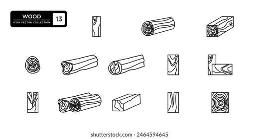 Wood icon collection, vector icon templates editable and resizable.