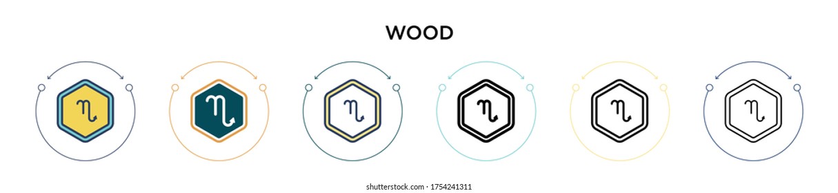 Wood icon in filled, thin line, outline and stroke style. Vector illustration of two colored and black wood vector icons designs can be used for mobile, ui, web