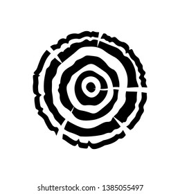 Wood Icon Or Sawmill Logo - Black Vector Tree Growth Rings Symbol Or Sign