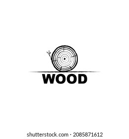 Wood icon or sawmill logo - black vector tree growth rings symbol or sign