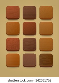 wood icon set for apps