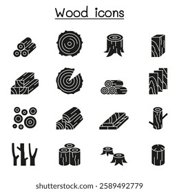 Wood icon set in glyph style