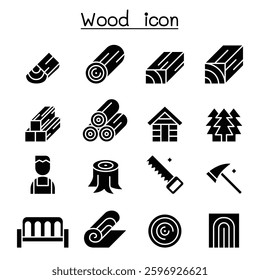 Wood icon set in glyph style