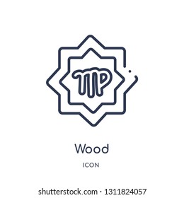 wood icon from zodiac outline collection. Thin line wood icon isolated on white background.
