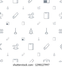 wood icons pattern seamless white background. Included editable line toy horse, pine tree, gazebo, saw, hoe, cutting board, fence, boomerang icons. wood icons for web and mobile.