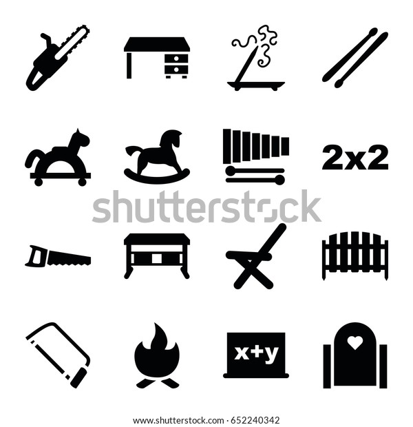 Wood Icons Set Set 16 Wood Stock Vector Royalty Free 652240342