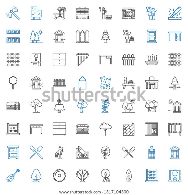 wood icons\
set. Collection of wood with bonfire, abacus, tree, match, saw,\
ukelele, cabin, barrel, paddles, wooden, oar, nightstand, room\
divider. Editable and scalable wood\
icons.