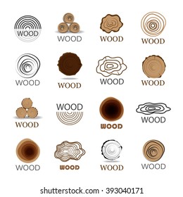 Wood Icons Set-Isolated On White Background-Vector Illustration,Graphic Design.For Web, Websites, App, Print, Presentation Templates, Mobile Applications And Promotional Materials.Different Shape Sign