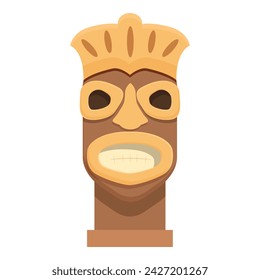 Wood idol totem icon cartoon vector. Native pole. Hawaii tiki tribal