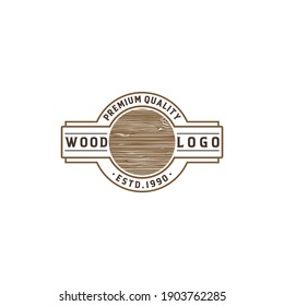 wood illustration logo with wood texture illustration in the middle