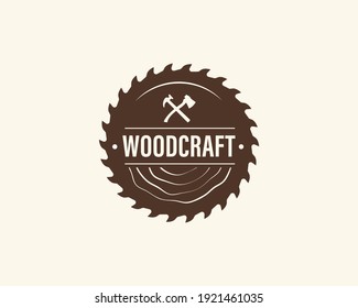 Wood Industries Company logo with the concept of saws and carpentry and classic and vintage style