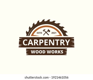 Wood Industries Company logo with the concept of saws and carpentry and classic and vintage style