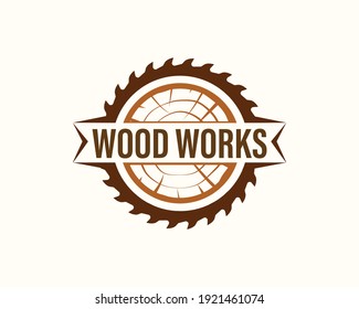 Wood Industries Company logo with the concept of saws and carpentry and classic and vintage style
