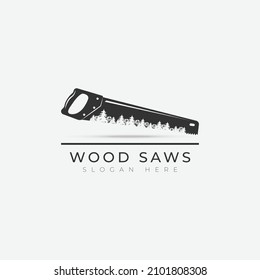 Wood Industries Company logo with the concept of saws and carpentry 