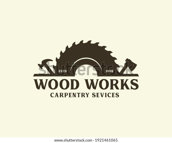 Wood Industries Company Logo Concept Saws Stock Vector (Royalty Free ...