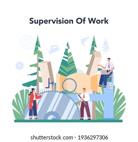 Wood industry concept. Woodworking line operator as a forestry