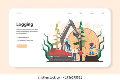 Wood industry and paper production web banner or landing page.