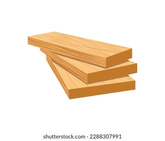 Wood industry production flat icon with three wooden planks vector illustration