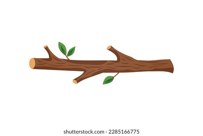 Wood industry raw material flat icon with tree branch vector illustration