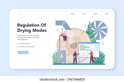 Wood industry web banner or landing page. Wood drying