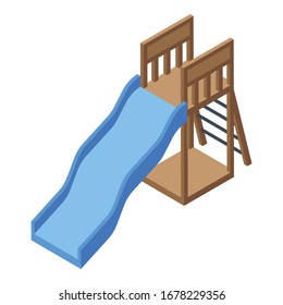Wood kid slide icon. Isometric of wood kid slide vector icon for web design isolated on white background