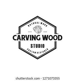 wood label logo, vintage and badge