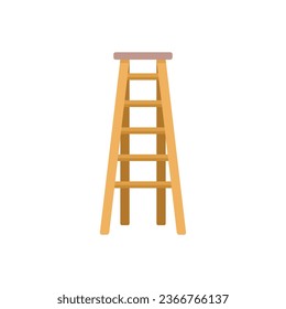 Wood ladder icon flat vector. Construction stair. Safety stand isolated