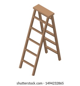 Wood ladder icon. Isometric of wood ladder vector icon for web design isolated on white background